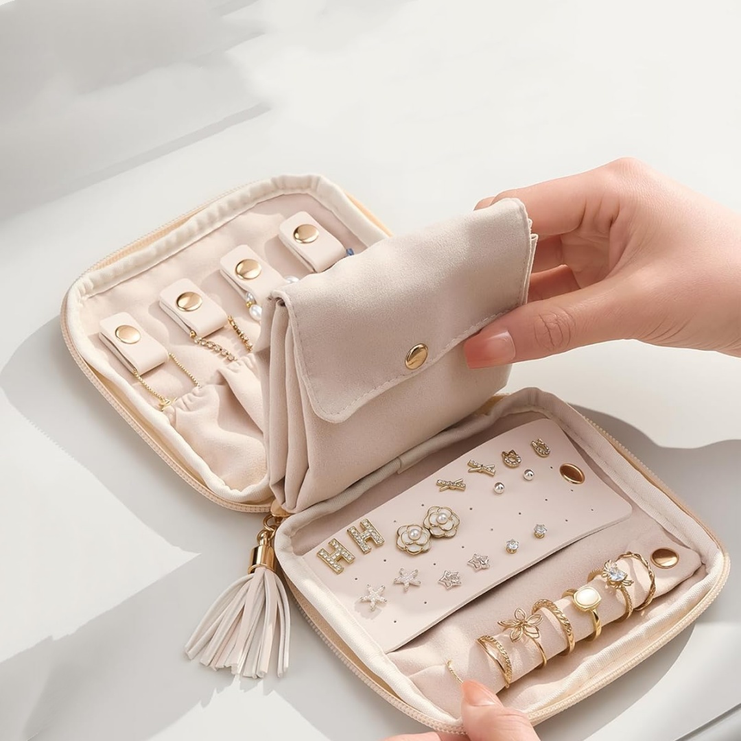 Travel Jewellery & Accessories Organiser - حافظة مجوهرات ناعمة، حقيبة مجوهرات محمولة،