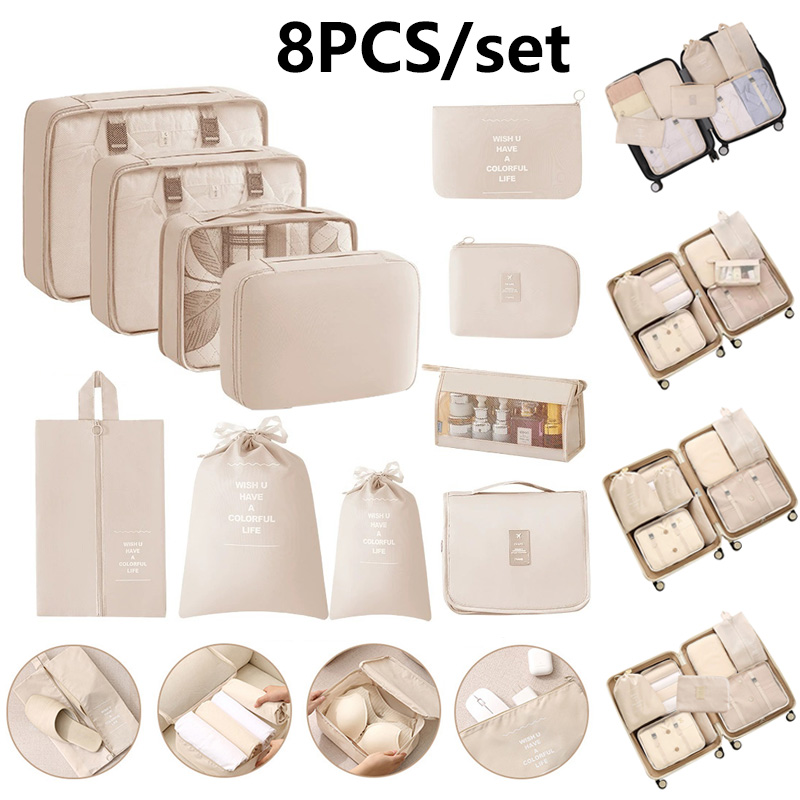 مجموعة من 8 قطع من مكعبات تنظي - مراجعة Travel Accessories Packing Cubes وسعره