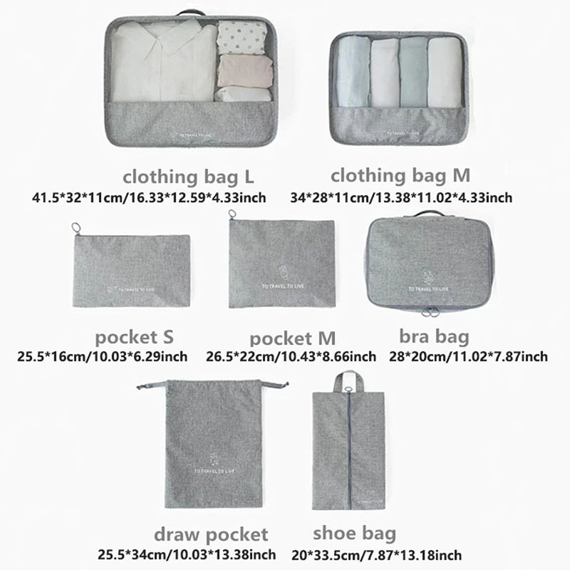 مجموعة من 7 قطع من حقائب السفر - مراجعة Travel Accessories Packing Cubes وسعره