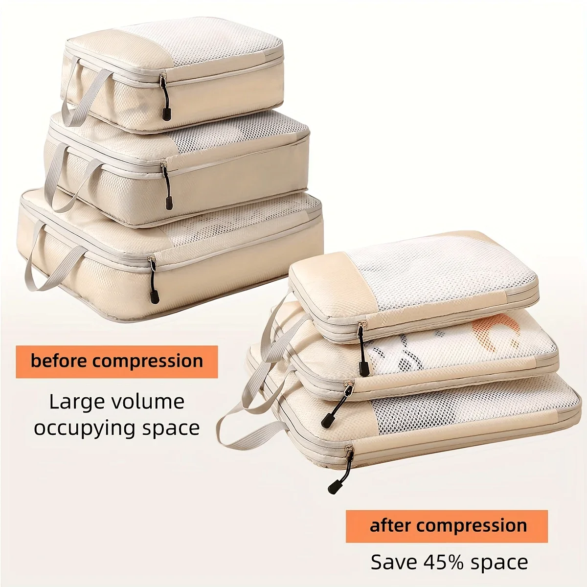 مكعب تعبئة ضغط للسفر مكون من 3 - مراجعة Travel Accessories Packing Cubes وسعره