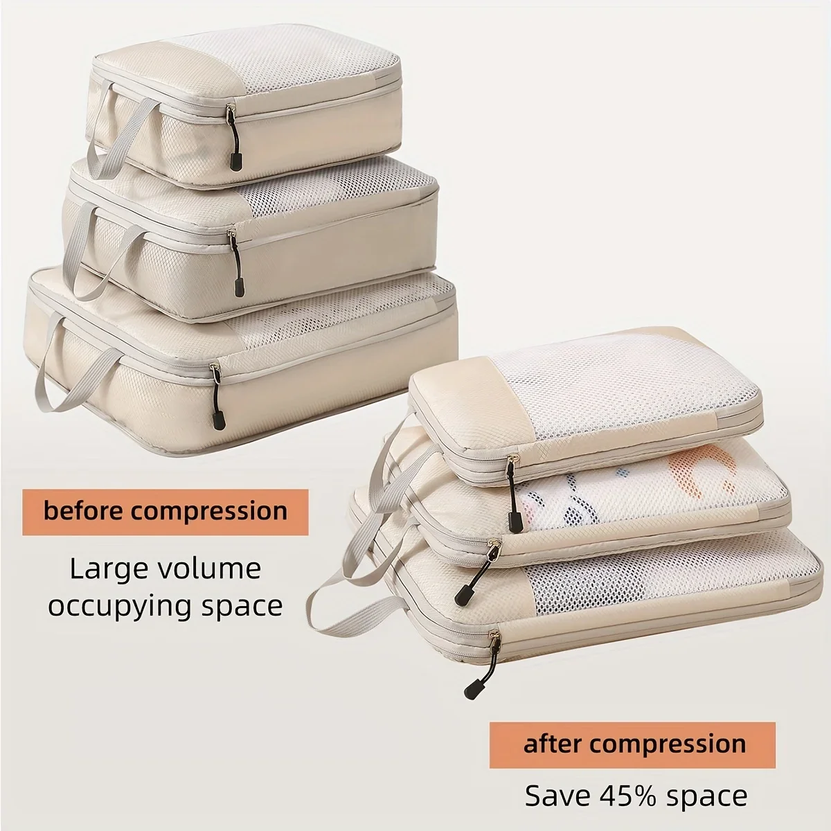 مكعب تعبئة ضغط للسفر مكون من 3 - مراجعة Travel Accessories Packing Cubes وسعره