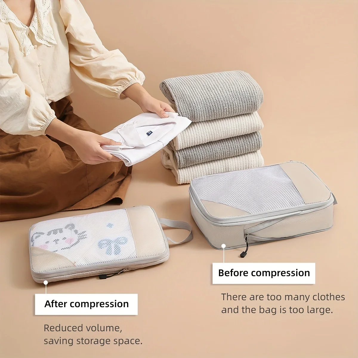 مكعب تعبئة ضغط للسفر مكون من 3 - مراجعة Travel Accessories Packing Cubes وسعره