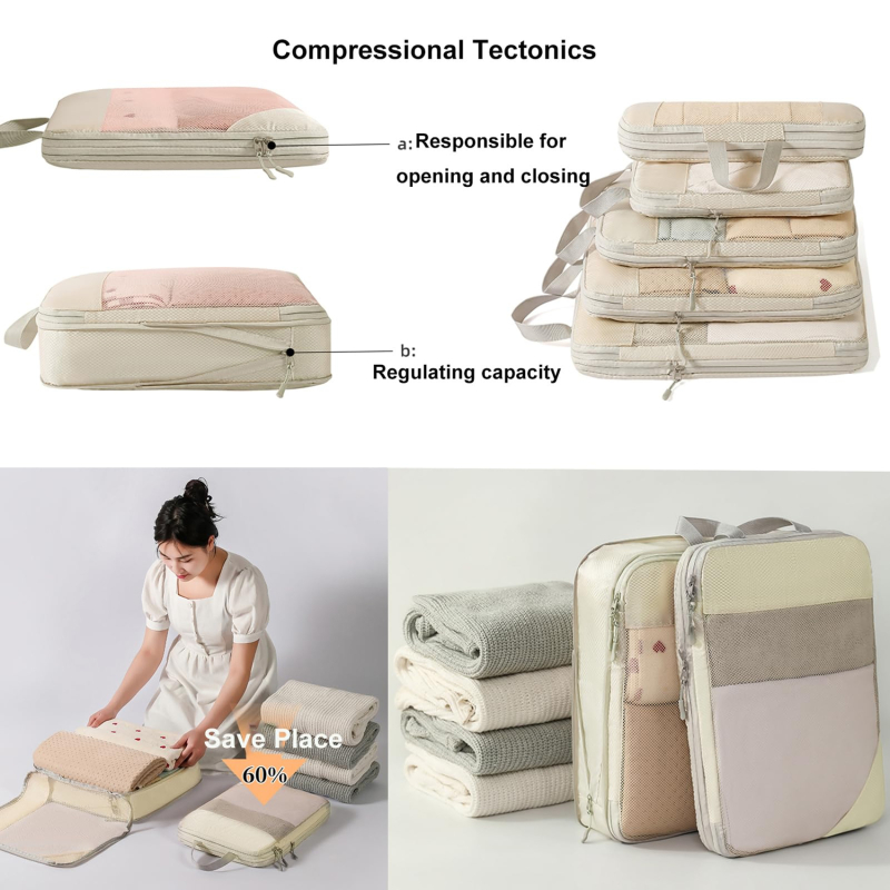 5 قطع من مكعبات التعبئة المضغو - مراجعة Travel Accessories Packing Cubes وسعره