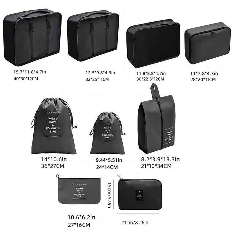 9 قطعة حقائب تنظيم السفر حقيبة - مراجعة Travel Accessories Packing Cubes وسعره