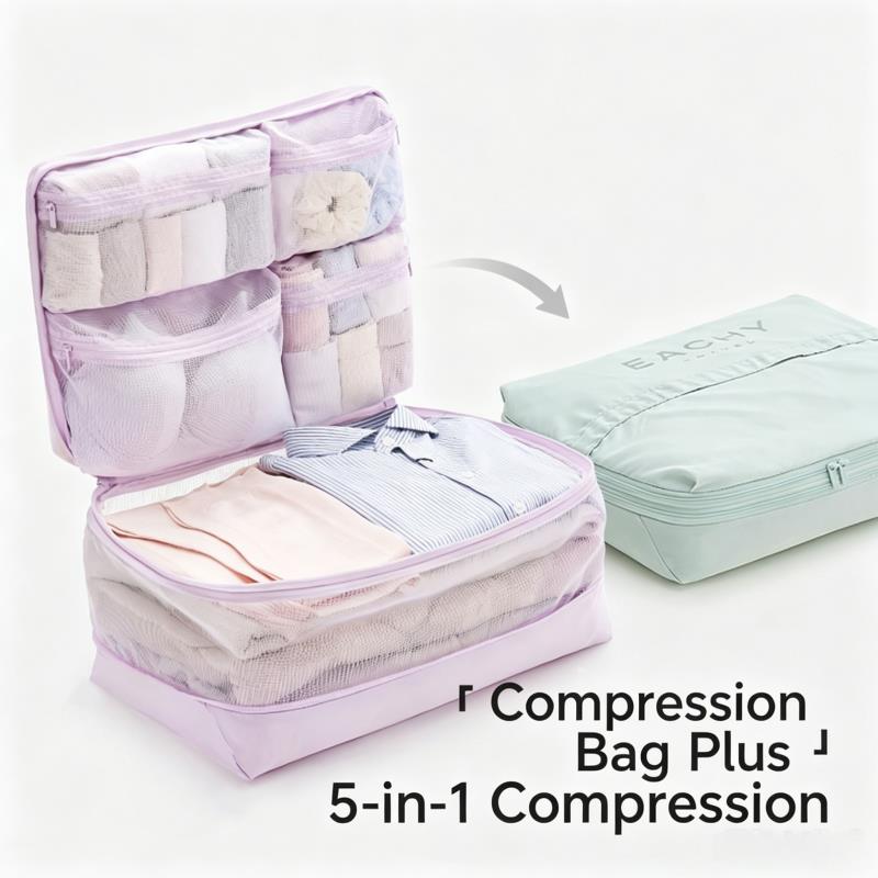 حقائب تنظيم الأمتعة المضغوطة 5 - مراجعة Travel Accessories Packing Cubes وسعره